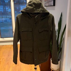 Banana Republic Women’s  Dark Green Hooded Wool Utility Jacket/Coat